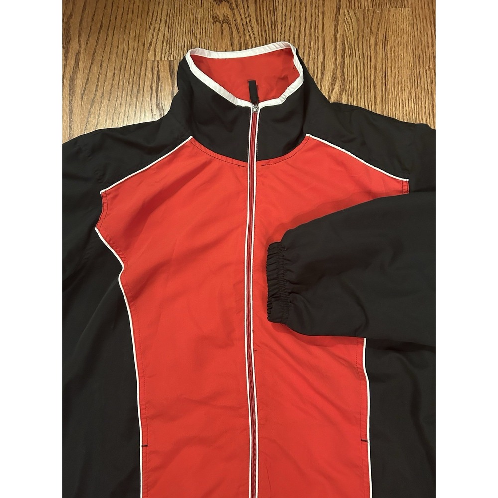 Three Hearts Women's 2X Red Black Full Zip Windbreaker Jacket Lightweight Mesh